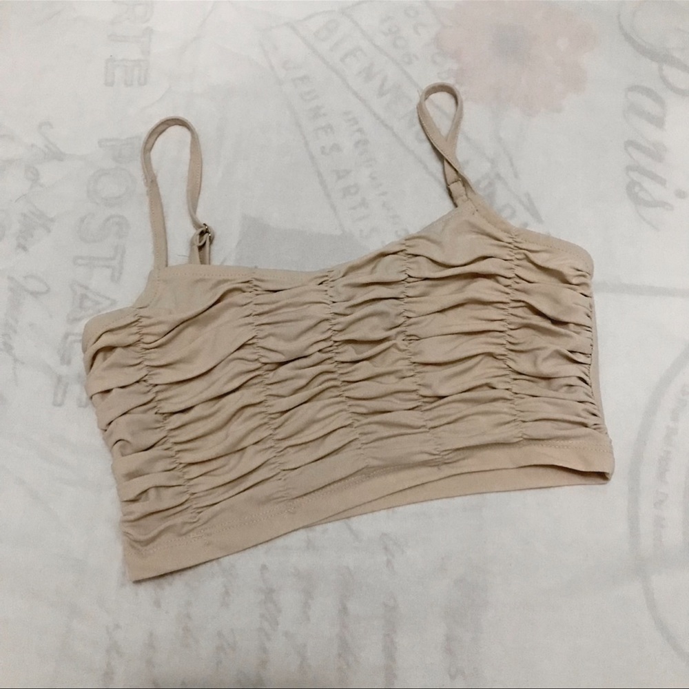 Princess Polly Beige Ruched Crop Top